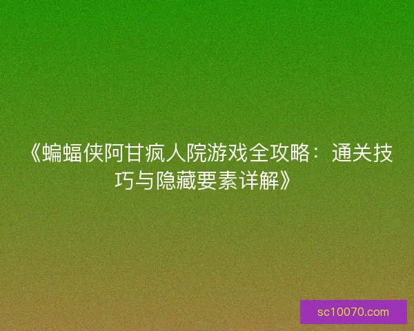 《蝙蝠侠阿甘疯人院游戏全攻略：通关技巧与隐藏要素详解》