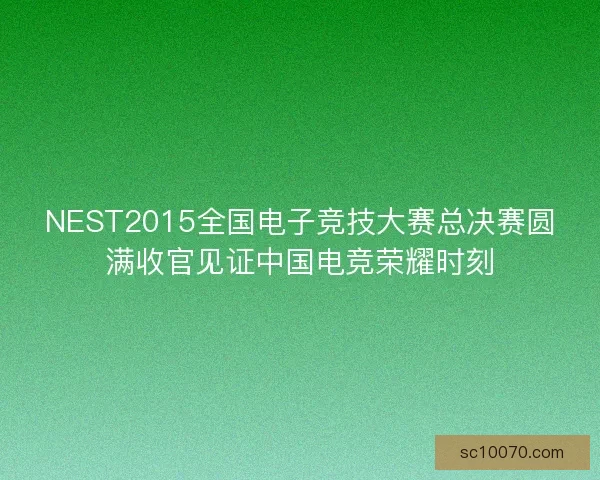 NEST2015全国电子竞技大赛总决赛圆满收官见证中国电竞荣耀时刻