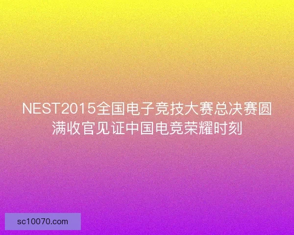NEST2015全国电子竞技大赛总决赛圆满收官见证中国电竞荣耀时刻