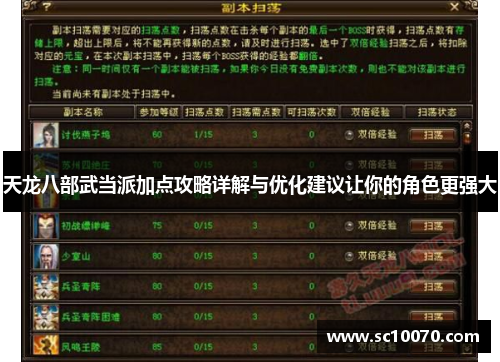 天龙八部武当派加点攻略详解与优化建议让你的角色更强大